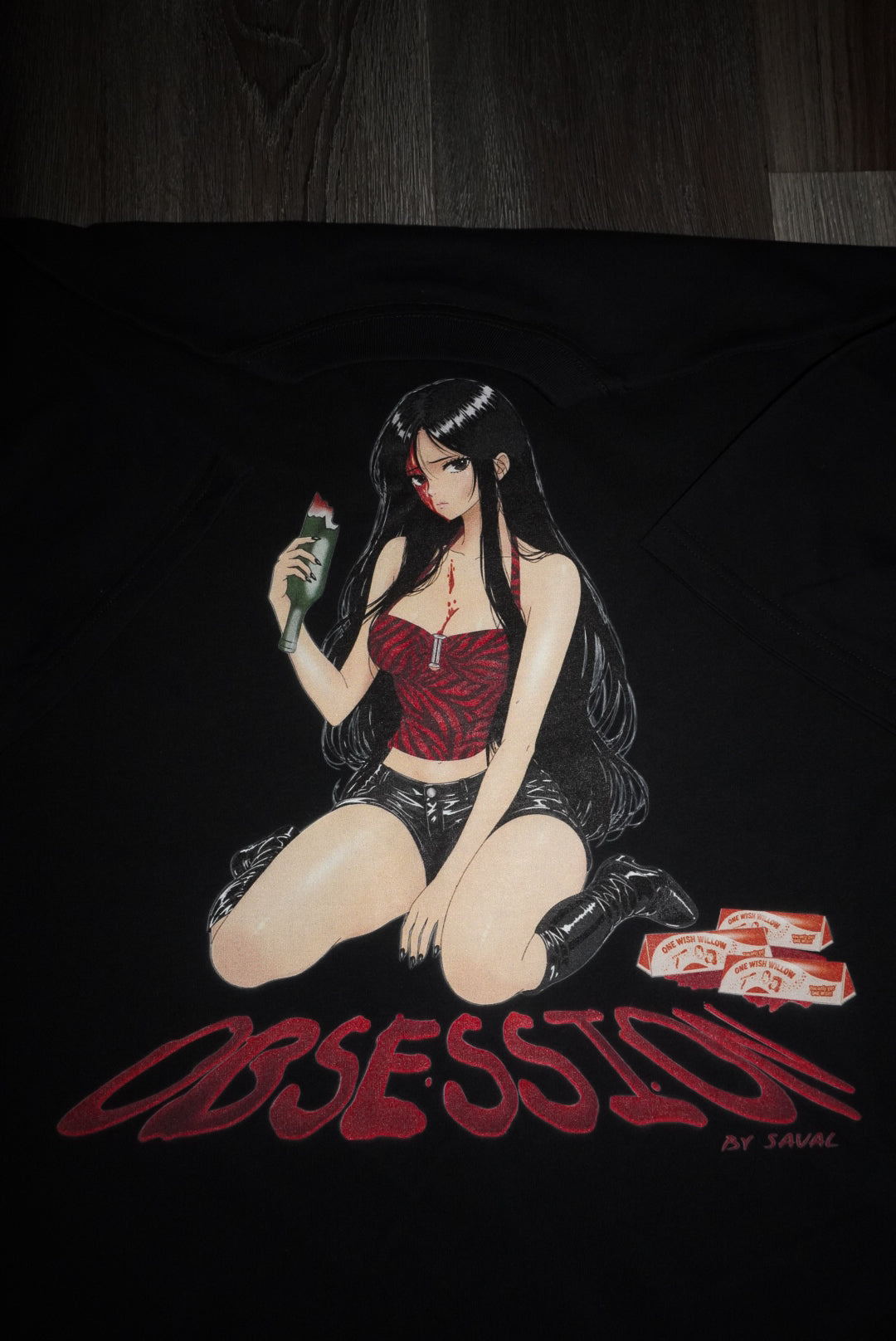 "WISH FOR LOVE " BLACK OVERSIZED TEE