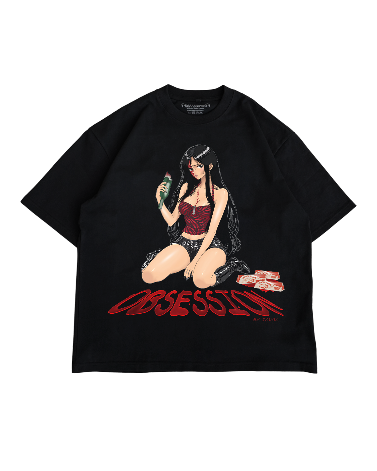 "WISH FOR LOVE " BLACK OVERSIZED TEE