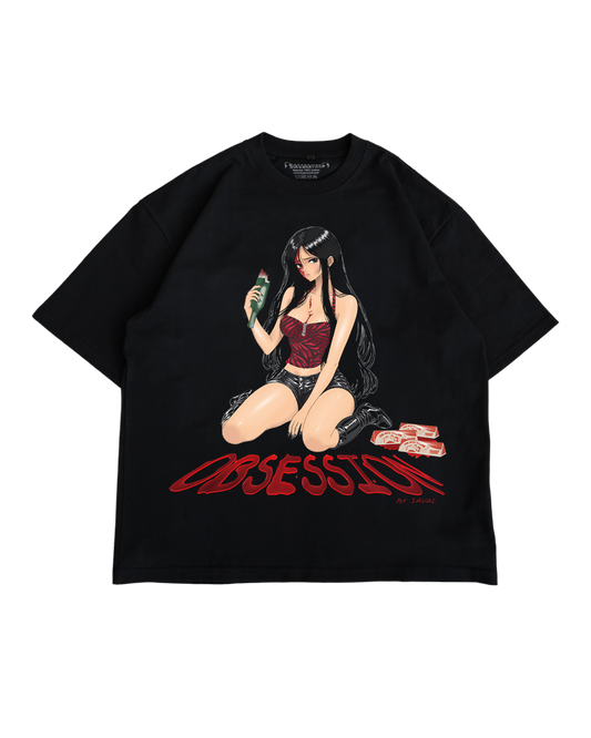 "WISH FOR LOVE " BLACK OVERSIZED TEE