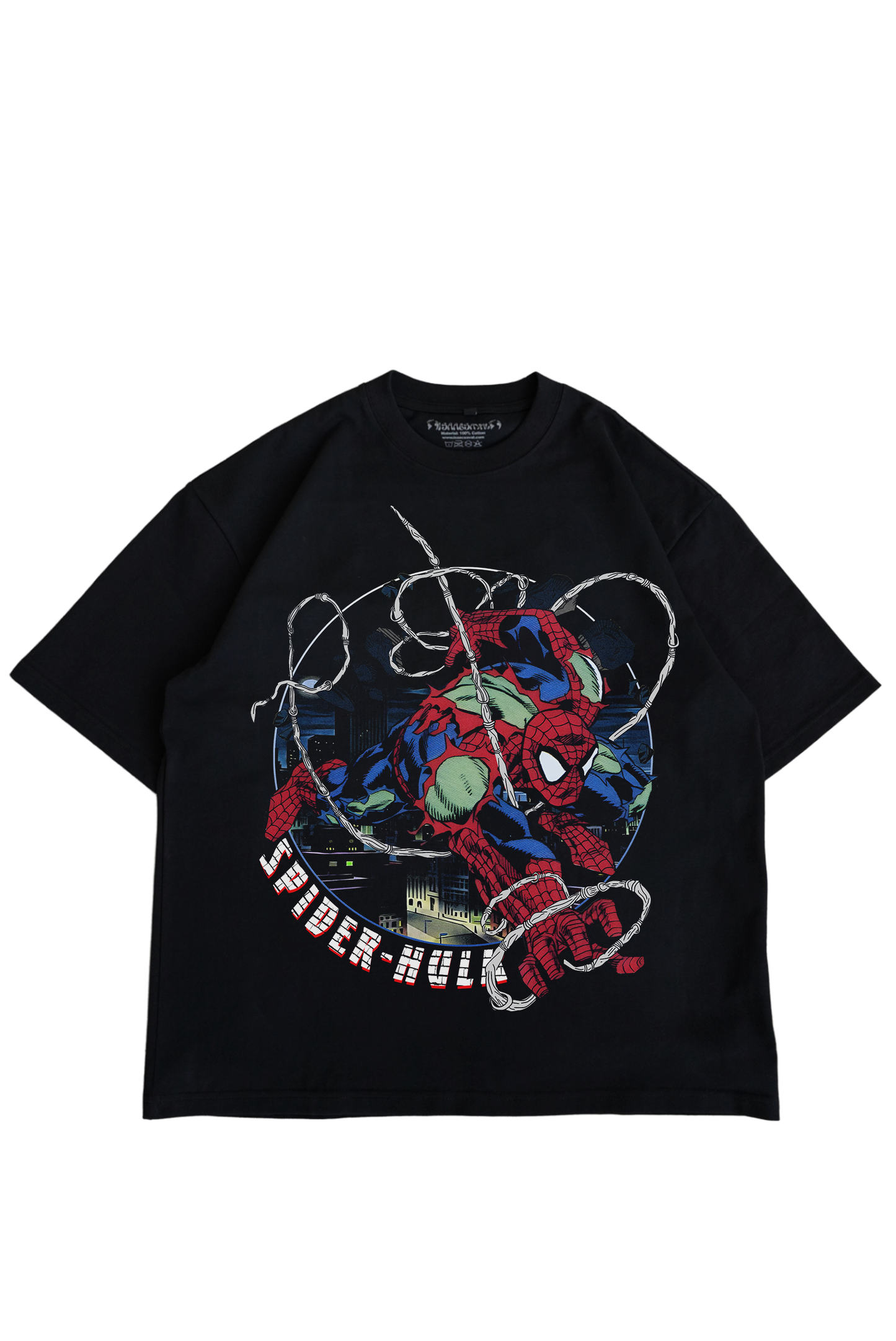 "WEBBED SPIDER-HULKK " BLACK OVERSIZED TEE
