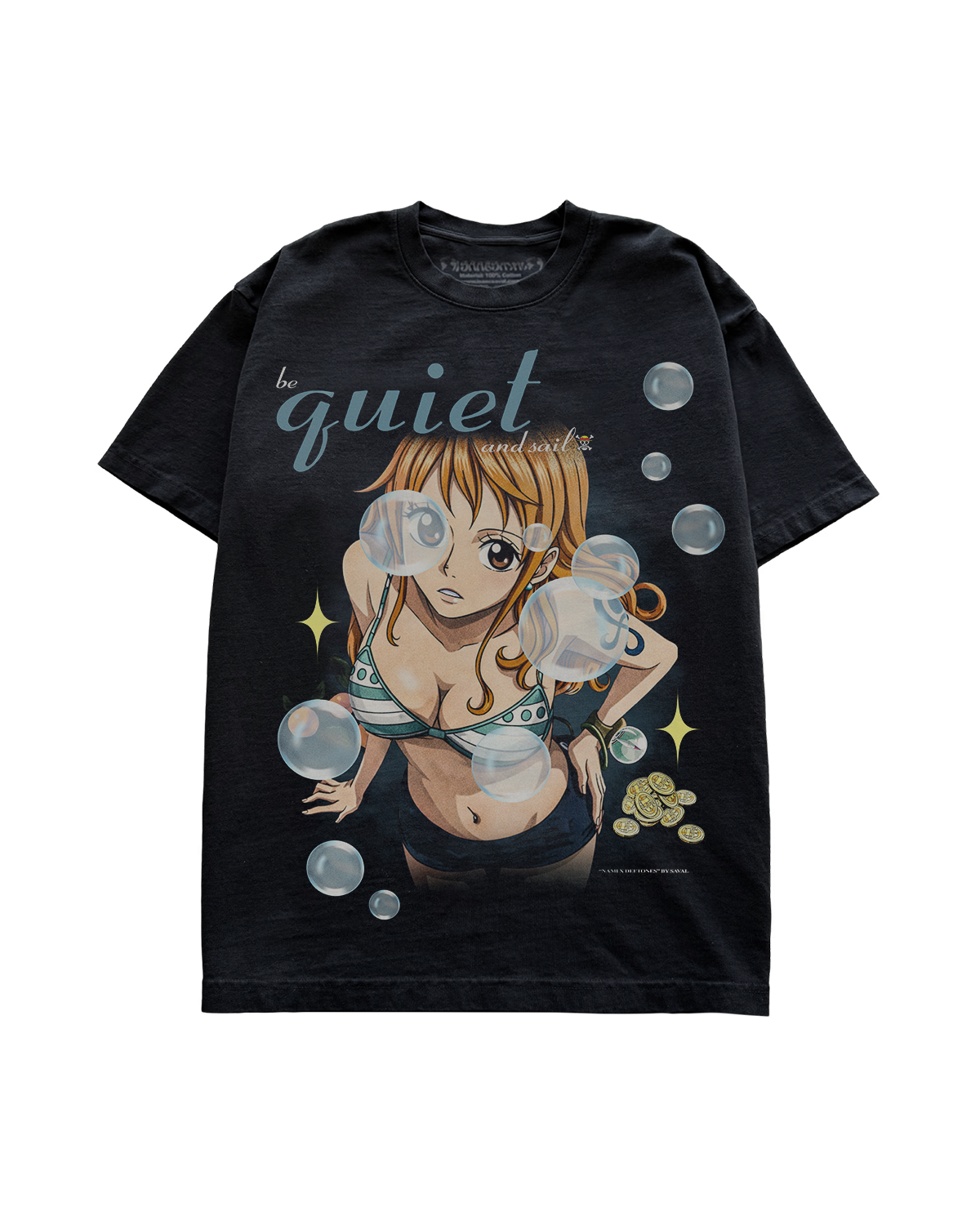 "BE QUIET AND SAIL"- BLACK OVERSIZED TEE