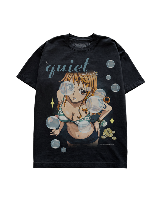 "BE QUIET AND SAIL"- BLACK OVERSIZED TEE