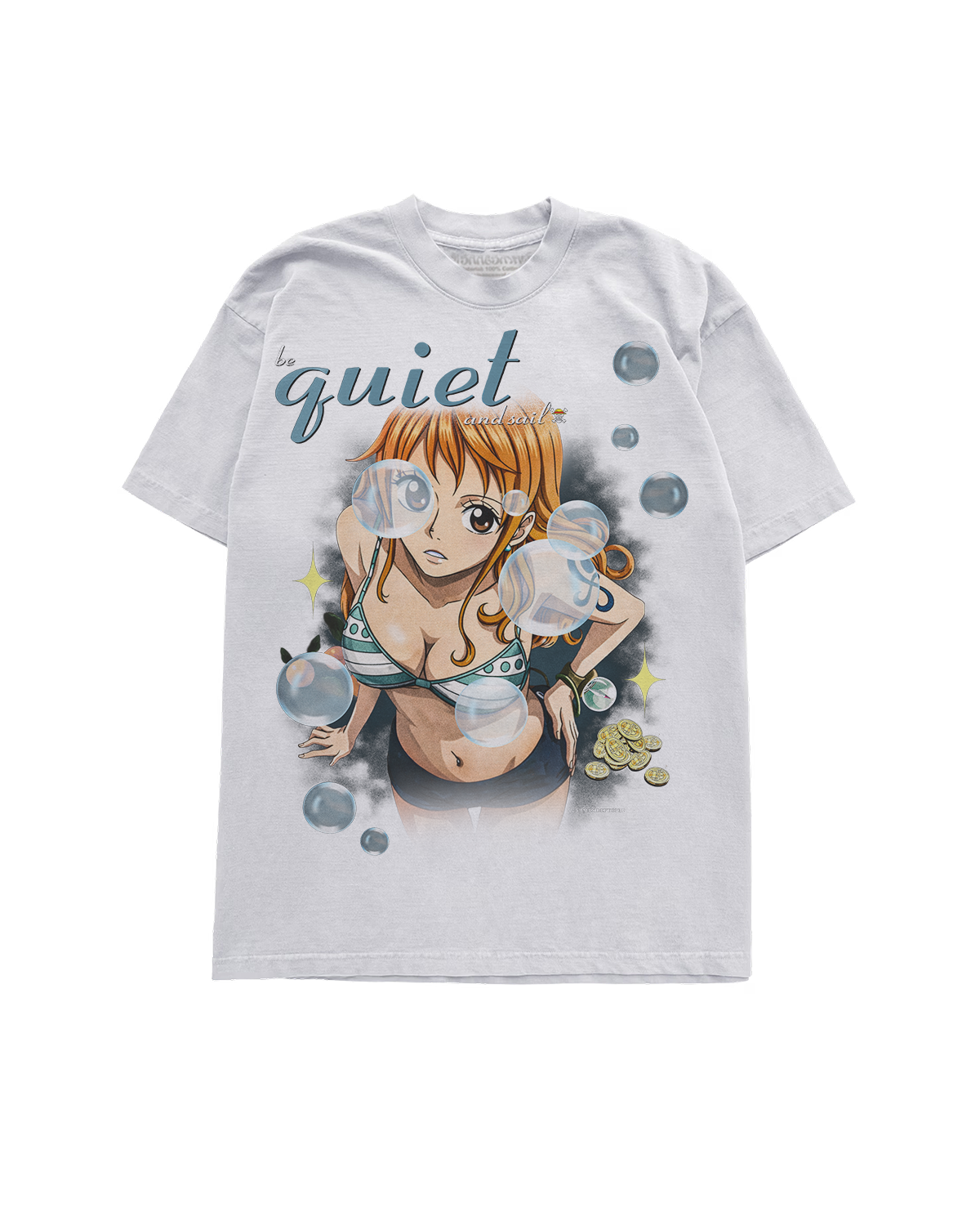 "BE QUIET AND SAIL" - WHITE OVERSIZED TEE