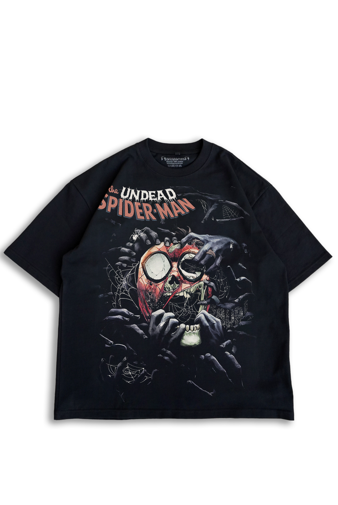 "UNDEAD WEB-HEAD" BLACK OVERSIZED TEE