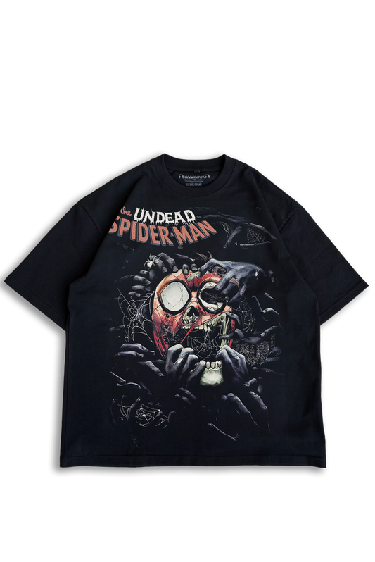 "UNDEAD WEB-HEAD" BLACK OVERSIZED TEE
