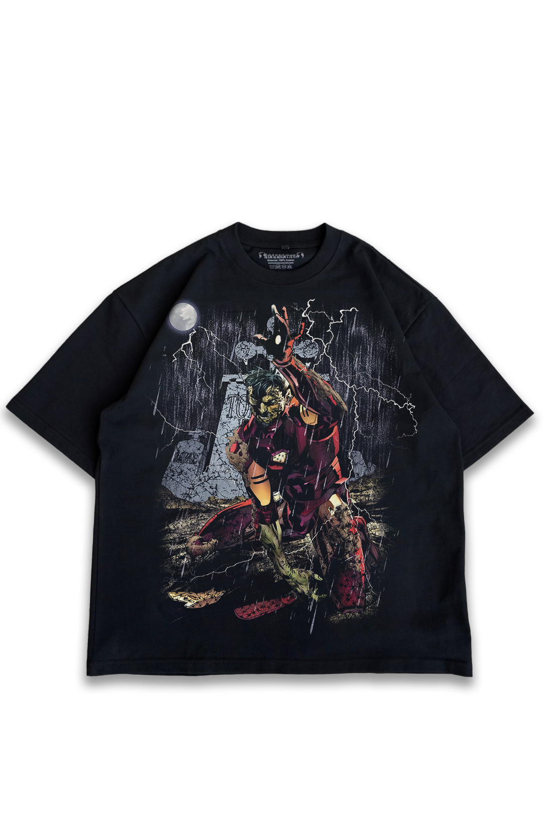 "END GAME TONY " BLACK OVERSIZED TEE