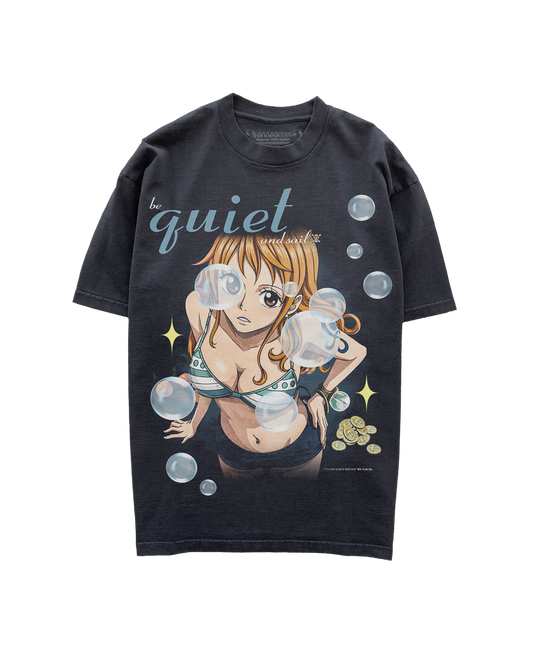 "BE QUIET AND SAIL" - VINTAGE BLACK OVERSIZED TEE